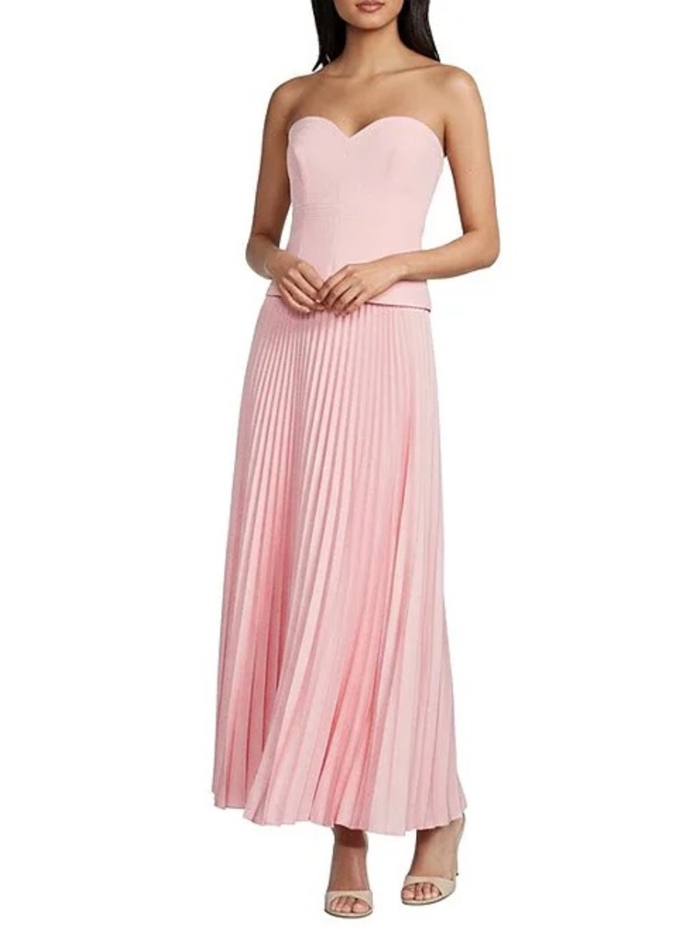 Dillards Strapless Sweetheart Pleated Maxi Dress - Blush Pink